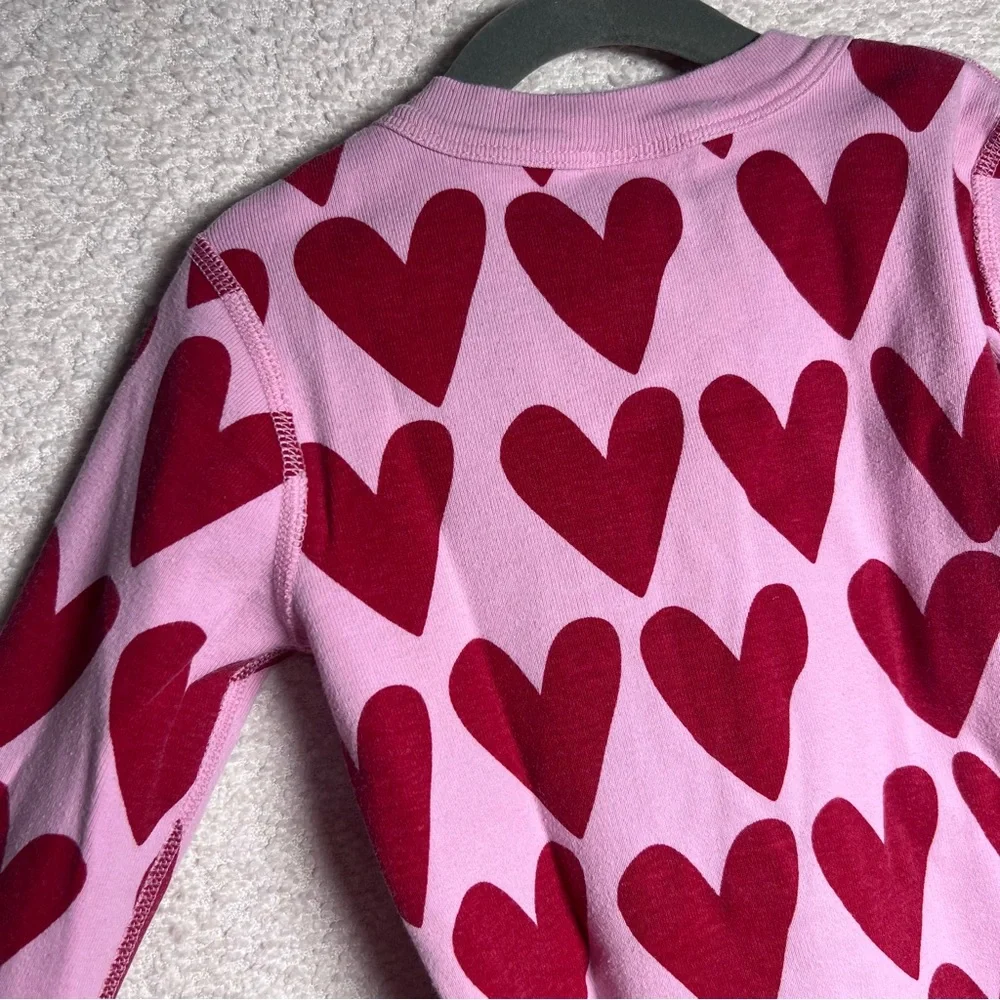 Hanna Andersson Kids Heart Pink‎ Matching Set Pajamas Size 8